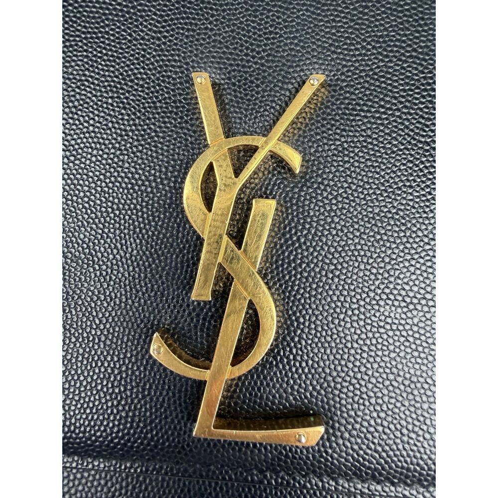 Saint Laurent Grain De Poudre Medium Classic Monogram Kate Satchel Black NFC S - Picture 7 of 15